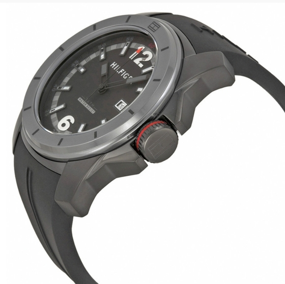 TOMMY HILFIGER Men's Black Dial Black Rubber Strap Quartz Watch - Picture 2 of 6